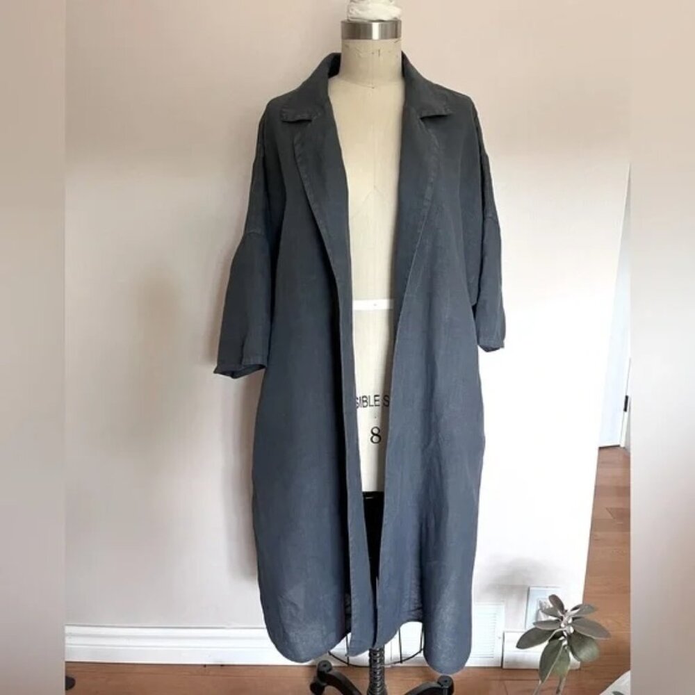 ELLAMODA gray 100% linen cardigan coat sz. XS/S